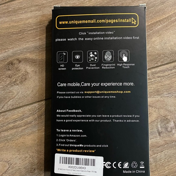 UniqueMe iPhone 11 Pro Max 2 Screen Protector 2 Camera Lens Protector - Picture 9 of 9